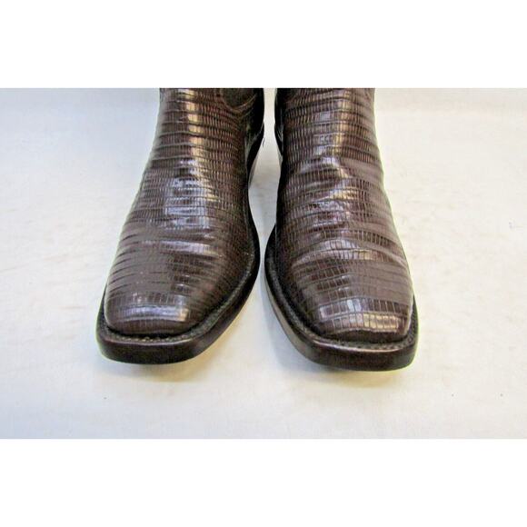 Custom Made Mens Size 10 B Narrow Width Brown Leather Teju Lizard Cowboy Boots main image 8